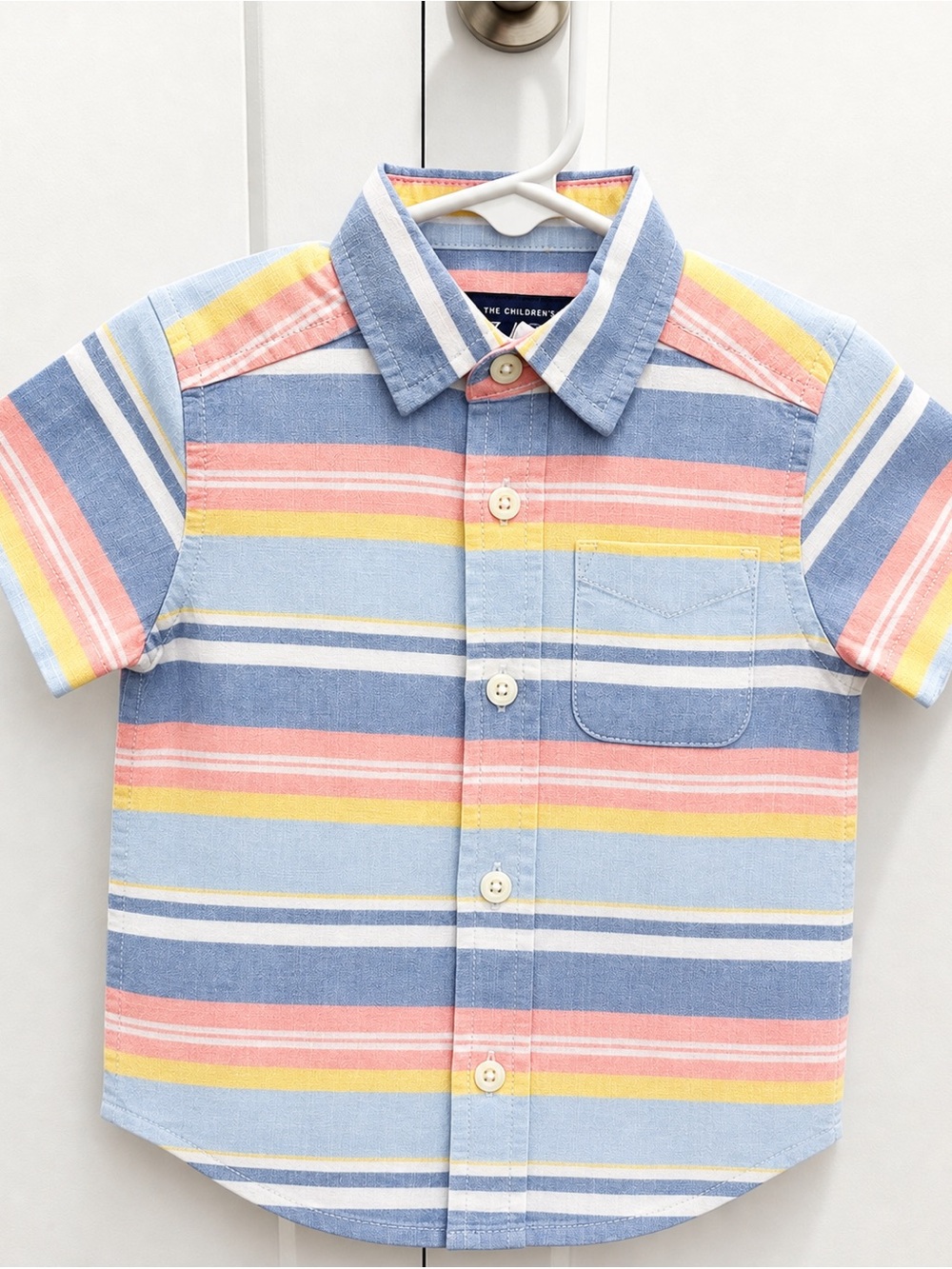 The Children's Place Pastel Stripe Button-Down Shirt in Blue, Pink & Yellow